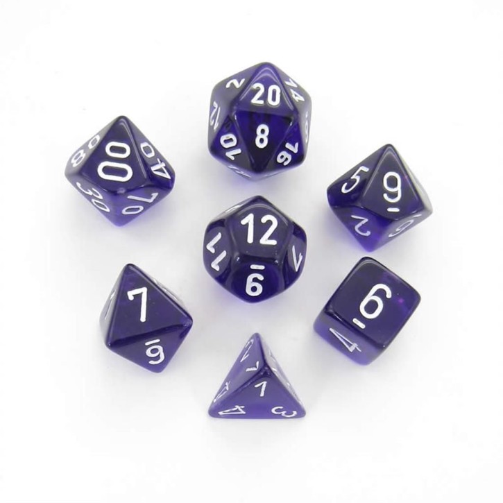 CHESSEX: Translucent Purple/White 7-Die RPG Set