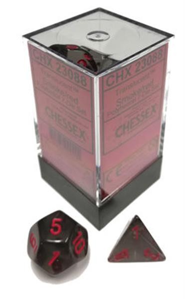 CHESSEX: Translucent Smoke/Red 7-Die RPG Set