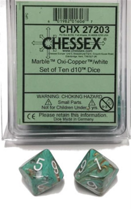 CHESSEX: Marble Oxi-Copper 10x10 sided Diceset