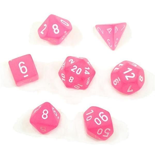 CHESSEX: Frosted Polyheral Pink/White 7-Die RPG Set