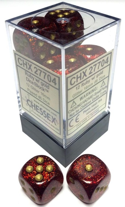 CHESSEX: Glitter Robin/Gold 12 x 6 seitige Würfel