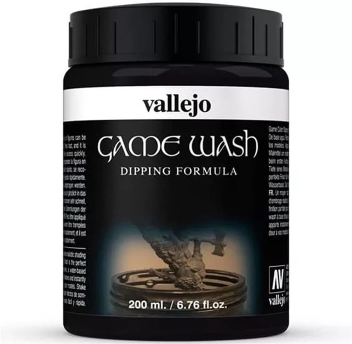 VALLEJO GAME COLOR: 301 Dipping Formula Wash Black 200 ml