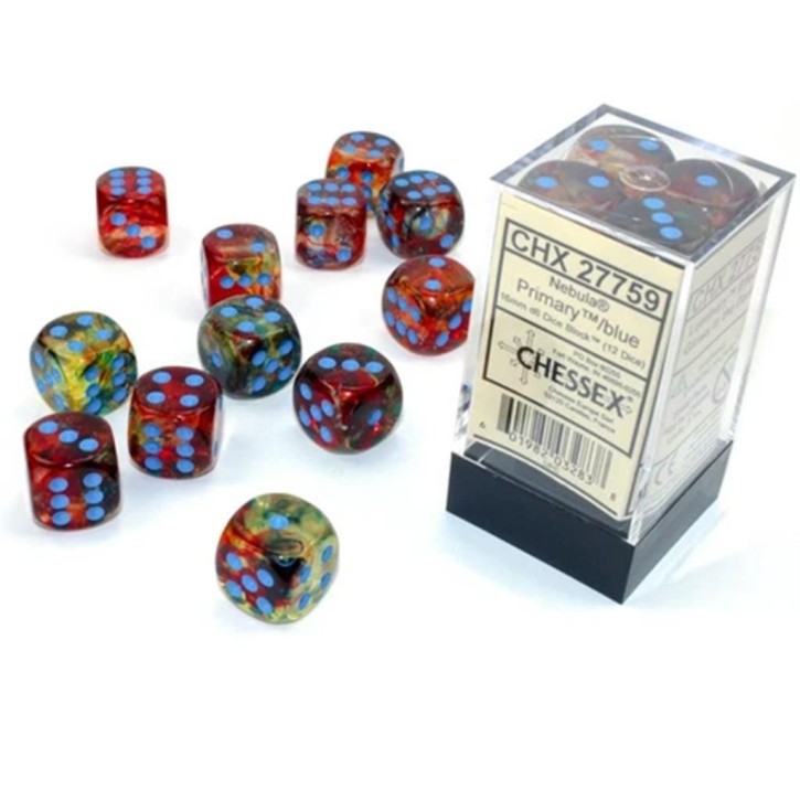 CHESSEX: Nebula Primary/Blue 12 x 6 sided Diceset