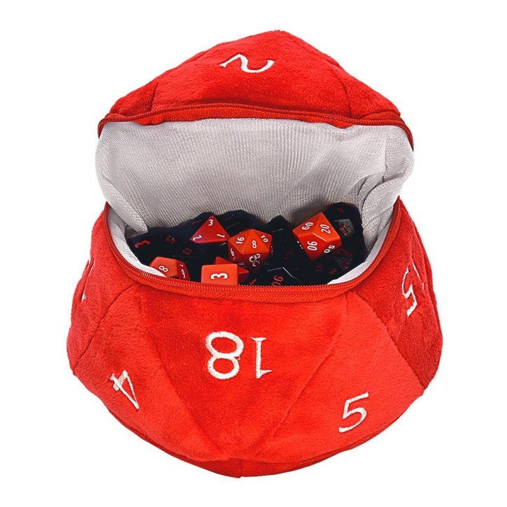 UP: Red and White D20 Plush Dice Bag for D&D