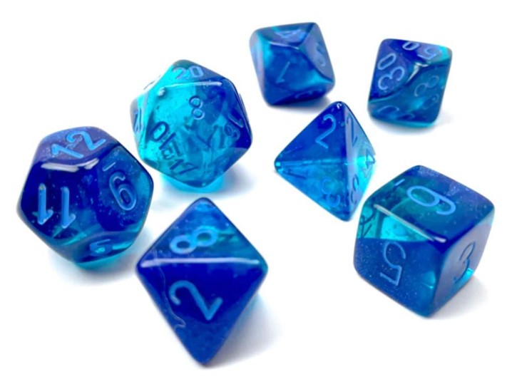 CHESSEX: Translucent Blau-Blau/Hellblau 7-Würfel RPG Set