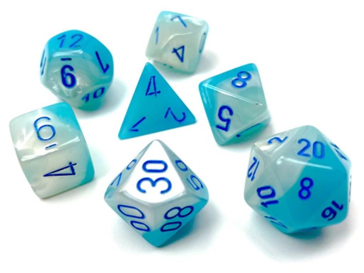 CHESSEX: Translucent Turquoise-White/Blue 7-Die RPG Set