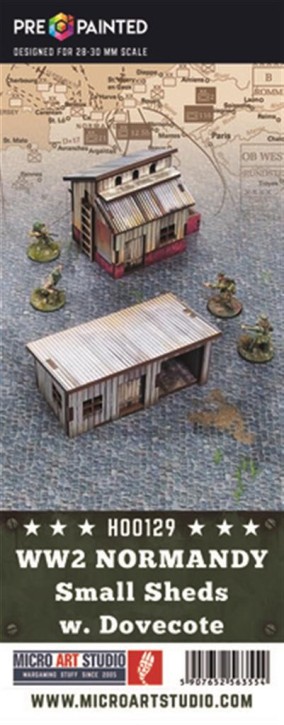 MICRO ART: WW2 Normandy Small Sheds w. Dovecote PREPAINTED