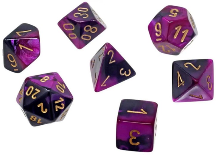 CHESSEX: Gemini Mini Black-Purple/Gold 7-Die RPG Set