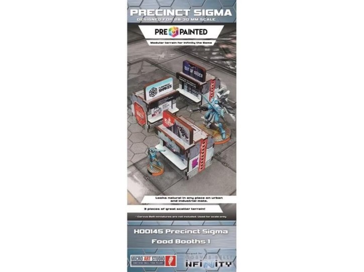 MICRO ART: Precinct Sigma Food Booths 1 (3) PREPAINTED grey