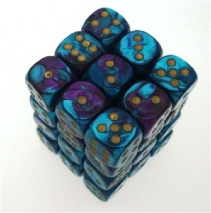 CHESSEX: Gemini Purple-Teal/Gold 36 x 6 sided Diceset