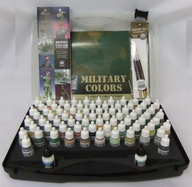Vallejo Model Color: Military Colours - 72 Farben, 3 Pinsel