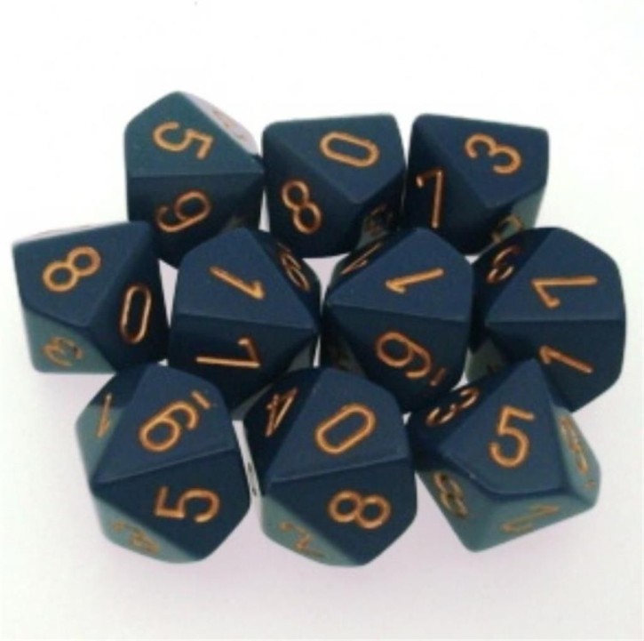 CHESSEX: Opaque Dusty Blue/Copper 10 x 10 sided Diceset
