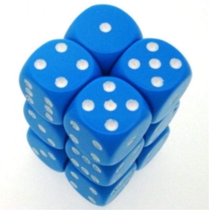 CHESSEX: Opaque Light Blue/White 12 x 6 sided Diceset