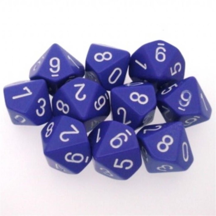 CHESSEX: Opaque Purple/White 10 x 10 sided Diceset