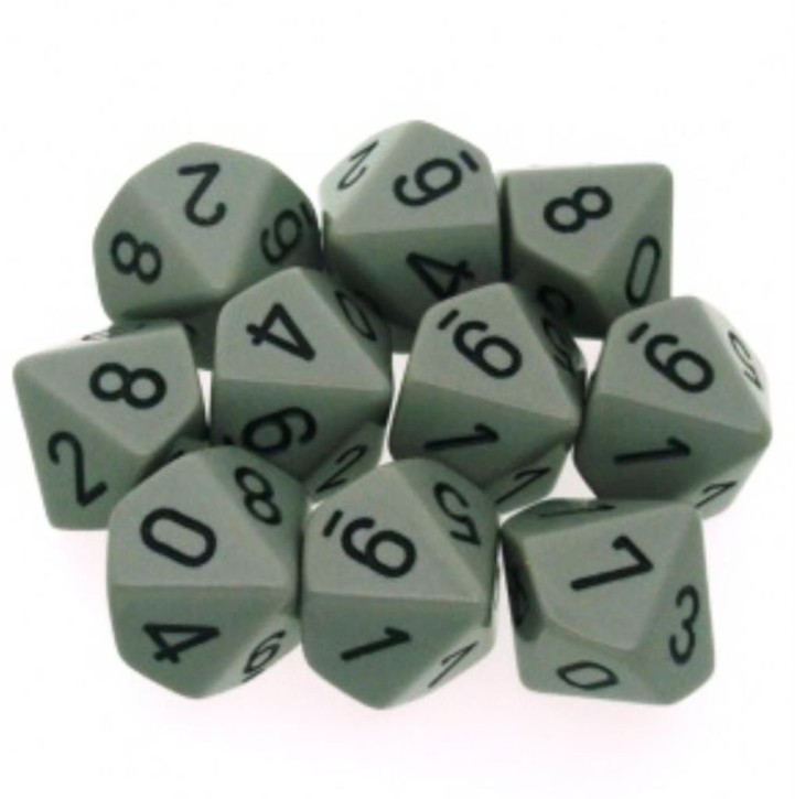 CHESSEX: Opaque Grey/Black 10 x 10 sided Diceset