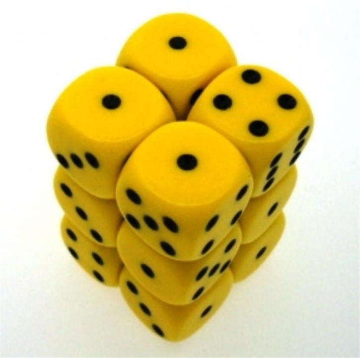 CHESSEX: Opaque Yellow/Black 12 x 6 sided Diceset