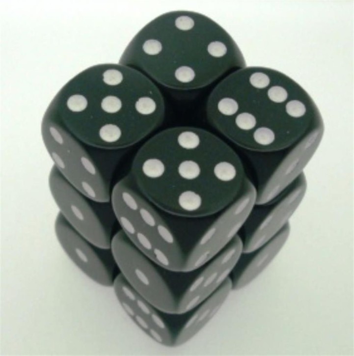 CHESSEX: Opaque Black/White 12 x 6 sided Diceset