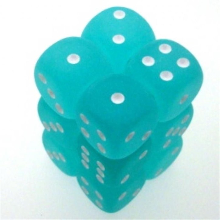 CHESSEX: Frosted Teal/White 12 x 6 sided Diceset