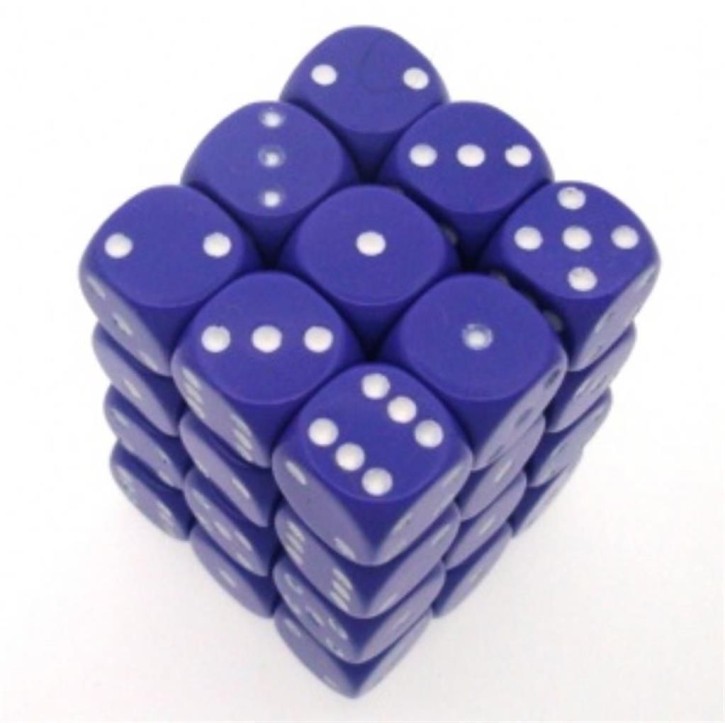 CHESSEX: Opaque Purple/White36 x 6 sided Diceset