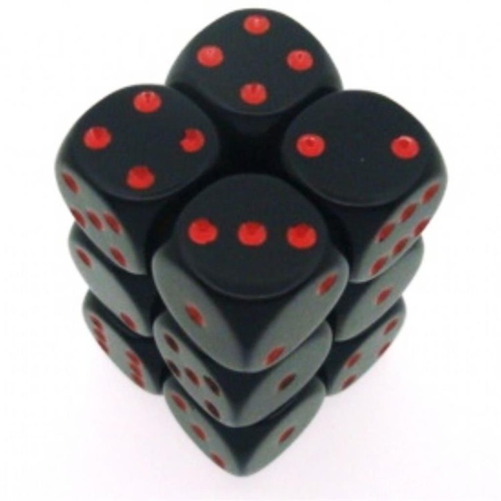 CHESSEX: Opaque Light Black/Red 12 x 6 sided Diceset
