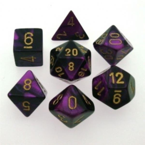 CHESSEX: Gemini Black-Purple/Gold 7-Die RPG Set