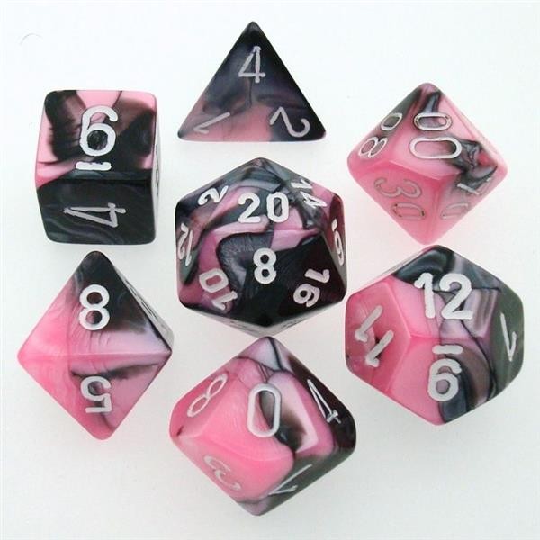CHESSEX: Gemini Black-Pink/White 7-Die RPG Set