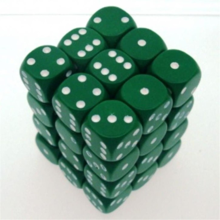 CHESSEX: Opaque Green/White36 x 6 sided Diceset
