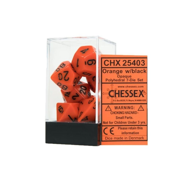CHESSEX: Opaque Orange/Black 7-Die RPG Set