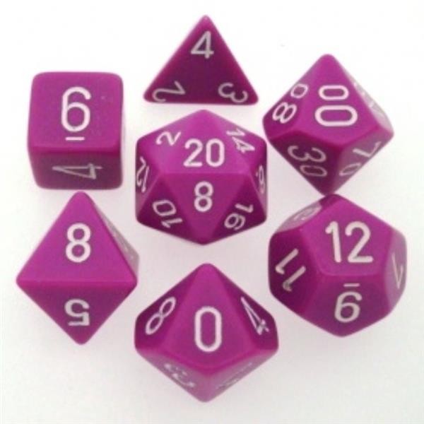 CHESSEX: Opaque Light Purple/White 7-Die RPG Set