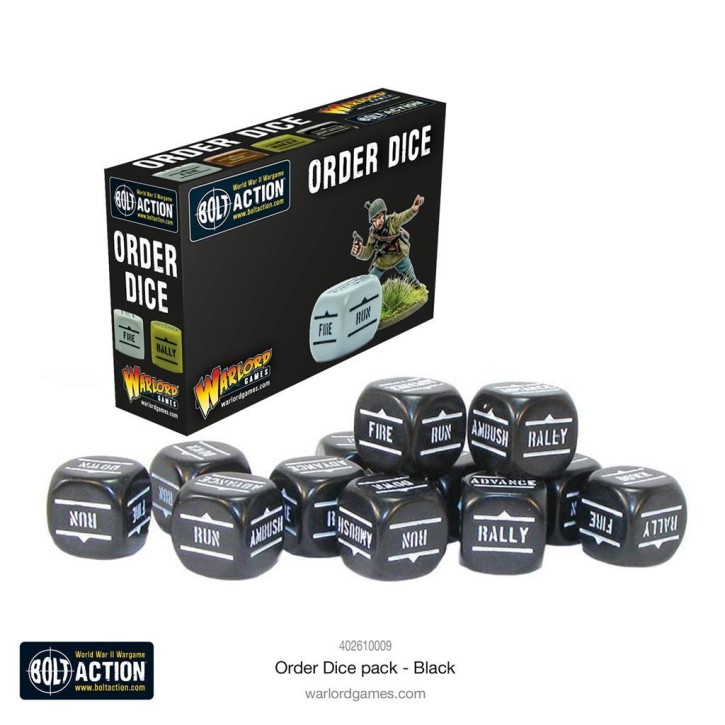 BOLT ACTION: Orders Dice - Black (12)