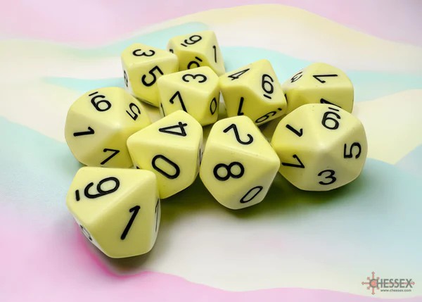 CHESSEX: Opaque Pastel Yellow/Black 10 x 10 sided Diceset