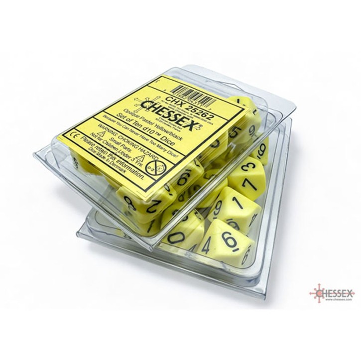 CHESSEX: Opaque Pastel Yellow/Black 10 x 10 sided Diceset