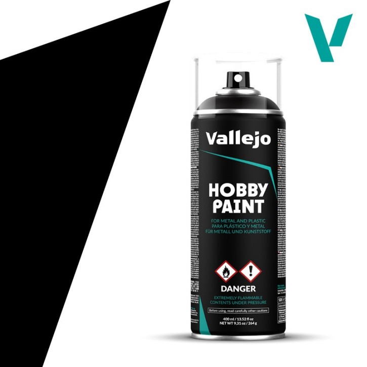 VALLEJO: Paint Spray Primer Premium Black (400ml)