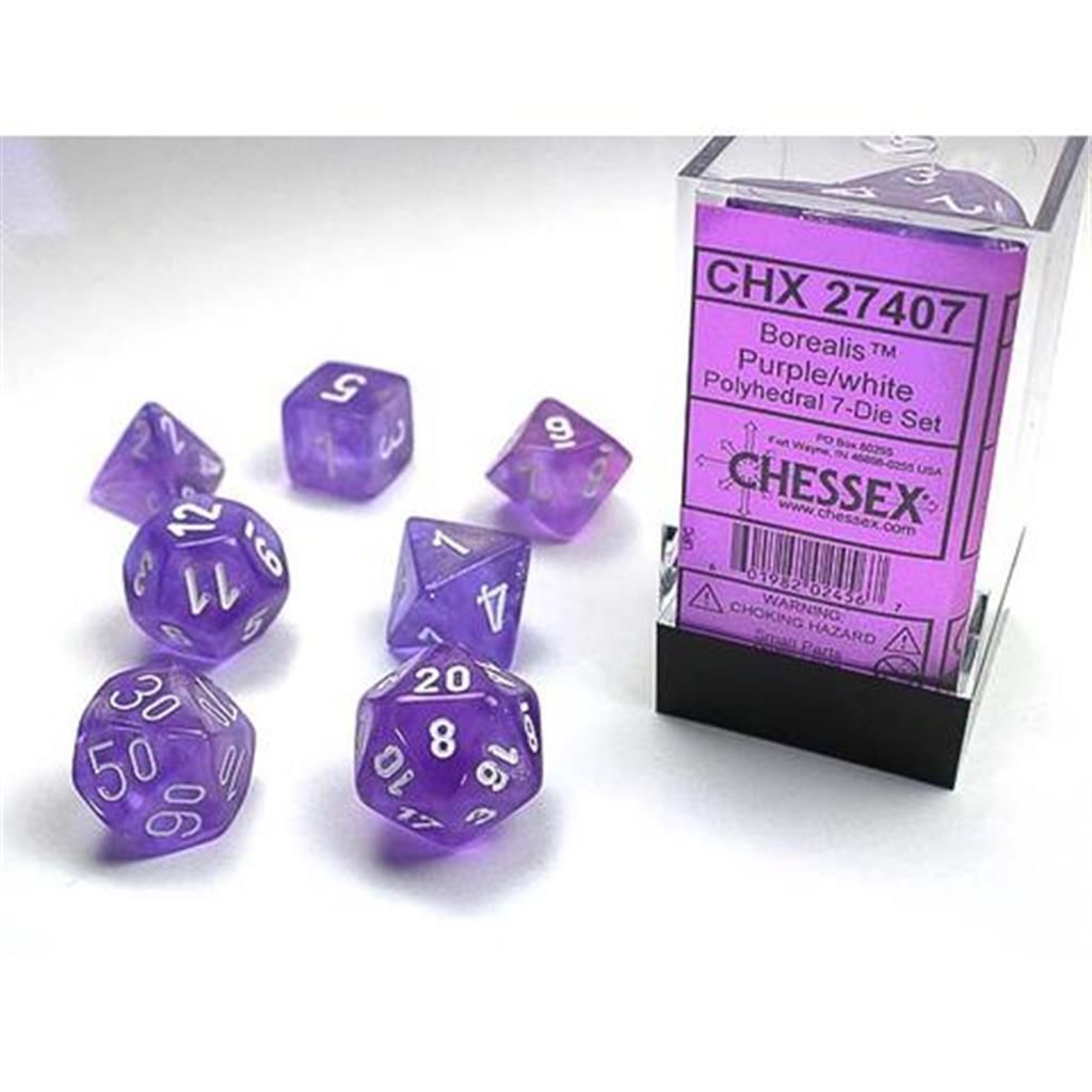 CHESSEX: Borealis Purple/White 7-Die RPG Set