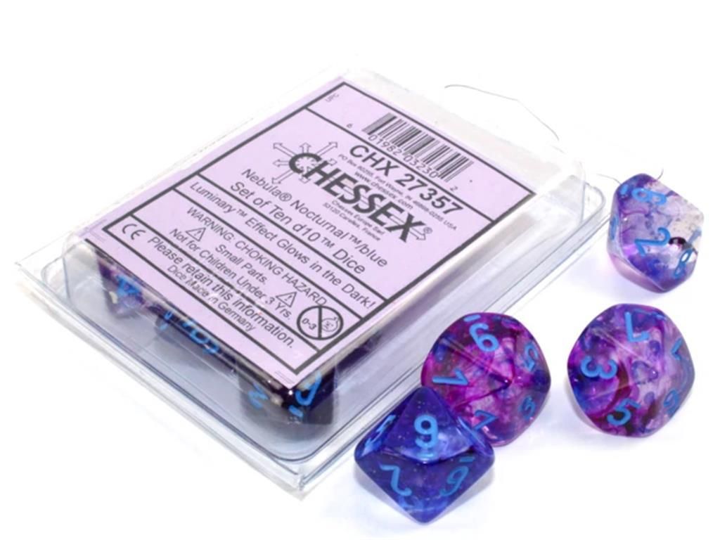 CHESSEX: Nebula Nocturnal/Blue 10x10 sided Dices