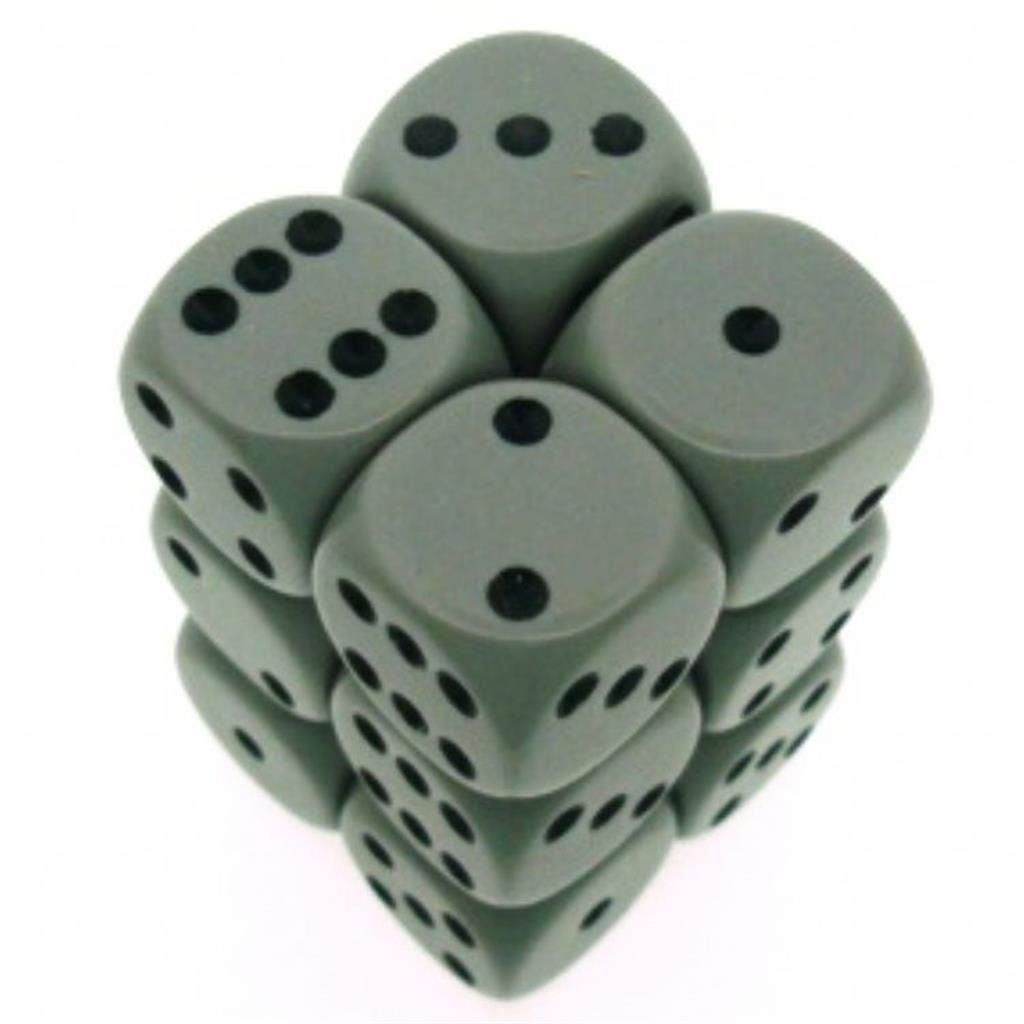 CHESSEX: Opaque Grey/Black 12 x 6 sided Diceset