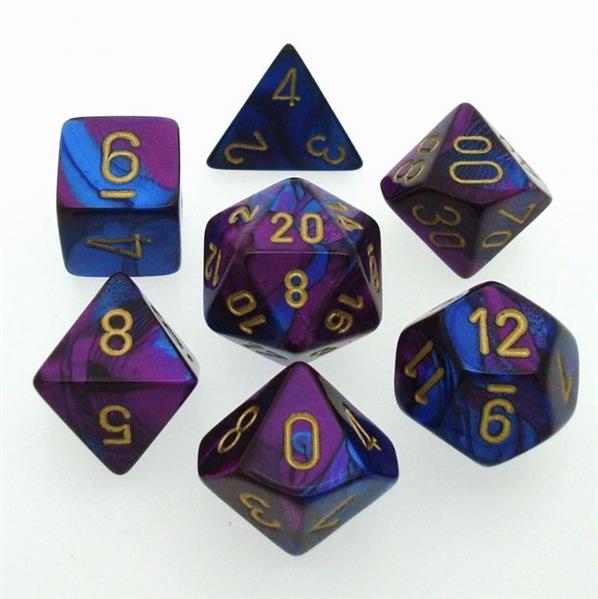 CHESSEX: Gemini Blue-Purple/Gold 7-Die RPG Set
