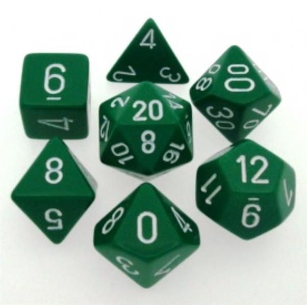 7 CHX25405 Chessex Manufacturing Opaque Poly Set Green/White 