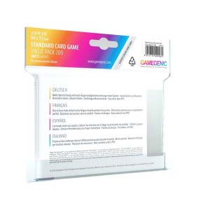 GAMEGENIC: Standard Card Game 200 Matte Sleeves (Clear)