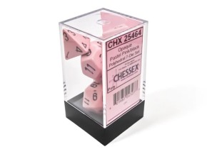 CHESSEX: Opaque  Pastell Rosa/Schwarz 7-Würfel RPG Set